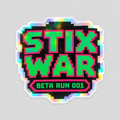 Stix War Logo, Beta Run 001 holo rare sticker