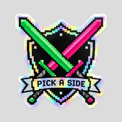Crossed Swords, Beta Run 001 holo rare sticker