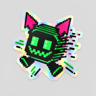 Glitch Gremlin Holo, Beta Run 001 holo rare sticker