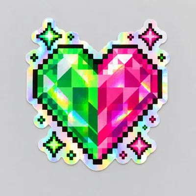 Crystal Heart, Beta Run 001 holo rare sticker