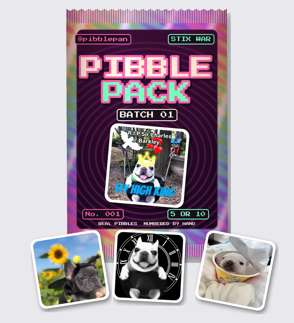 Pibble Pack Batch 01 with three stickers