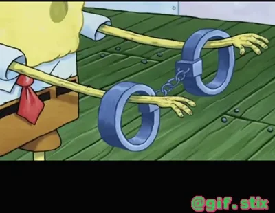 Cuffed Yellow Sponge meme sticker