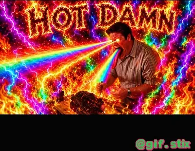 Hot Damn Rainbow Eyes meme sticker