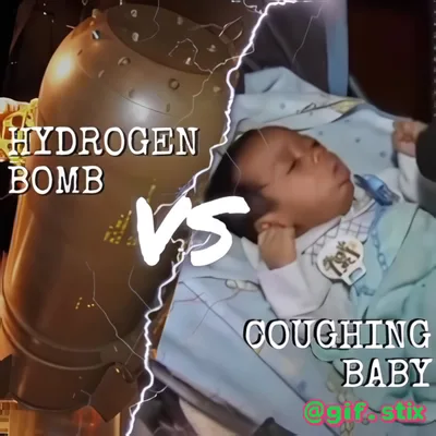 Hydrogen Bomb Vs Coughing Baby meme sticker