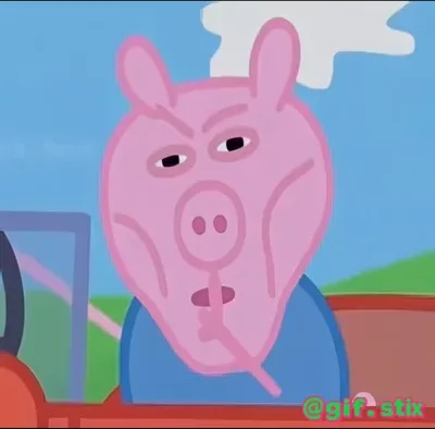 Cursed Pink Pig Stare meme sticker