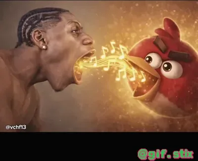 Singing Into Red Bird meme sticker
