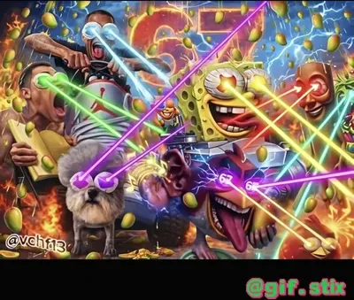 Laser Eyes Chaos meme sticker
