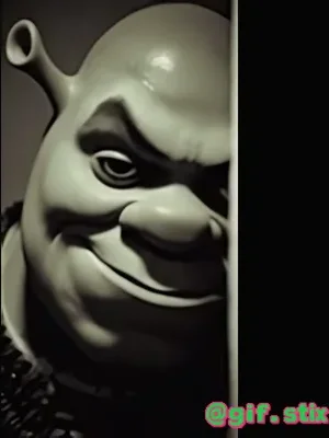 Green Ogre Doorway Smirk meme sticker