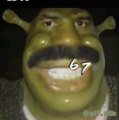 Green Ogre Mustache 67 meme sticker