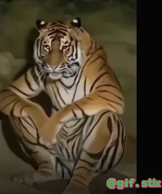Sitting Tiger Pose meme sticker
