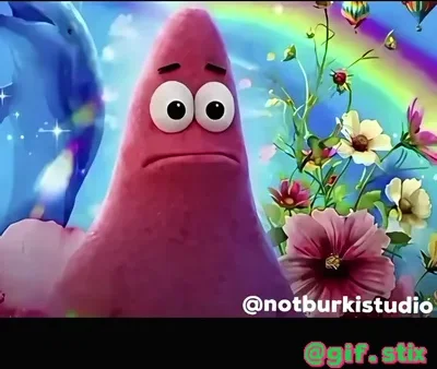 Worried Pink Starfish Rainbow meme sticker