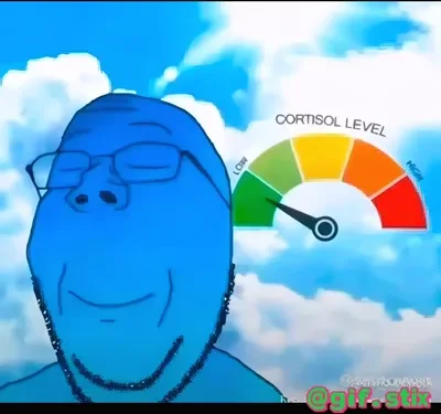Blue Wojak Cortisol Level meme sticker