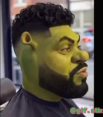 Green Ogre Barber Cut meme sticker