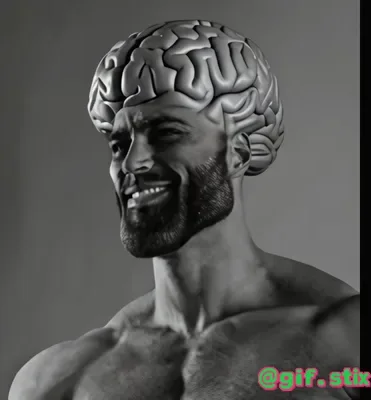 Brain Head Chad Grin meme sticker