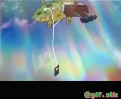 Flying Sponge Over Rainbow meme sticker