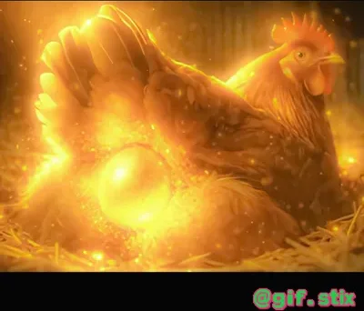 Golden Glowing Hen meme sticker