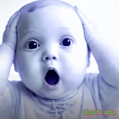 Shocked Baby Hands On Head meme sticker