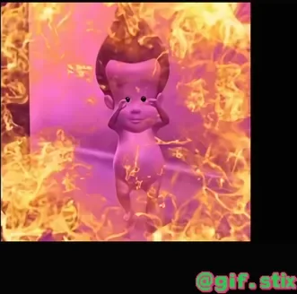 Cartoon Kid In Flames meme sticker