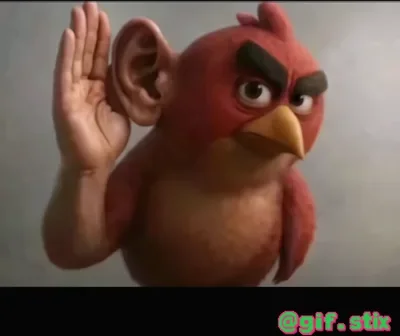 Red Bird Listening meme sticker