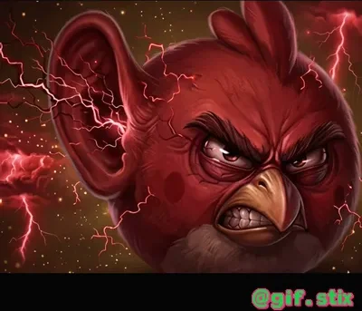 Furious Red Bird Lightning meme sticker