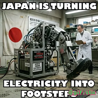 Japan Turning Electricity Into Footsteps meme sticker