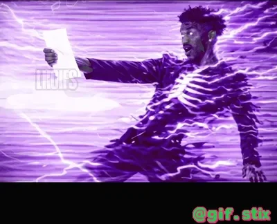 Purple Lightning Paper meme sticker