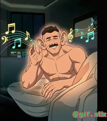 Glowing Ear Music Bath meme sticker