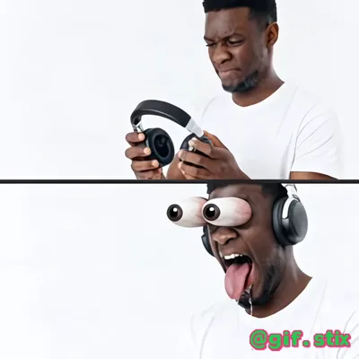 Headphones Bug Eyes meme sticker