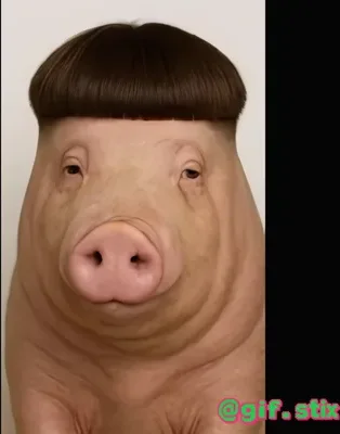 Bowl Cut Pig meme sticker