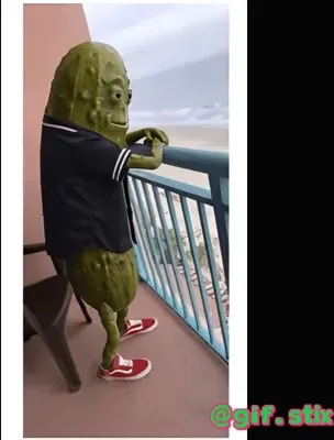 Pickle Man Balcony meme sticker