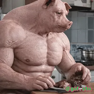 Swole Pig Chef meme sticker