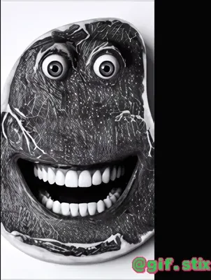 Rock With Teeth meme sticker