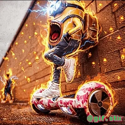 Hoverboard On Fire meme sticker