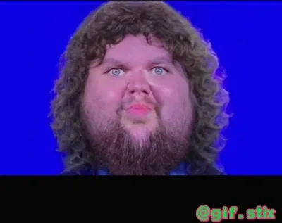 Bearded Curls Blue Screen meme sticker